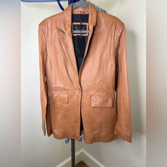BOD & CHRISTENSEN LAMB LEATHER JACKET, COGNAC COLOR. - Picture 6 of 13